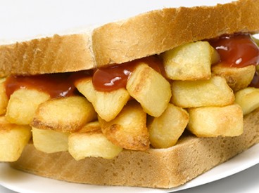 Chip butty on a plate