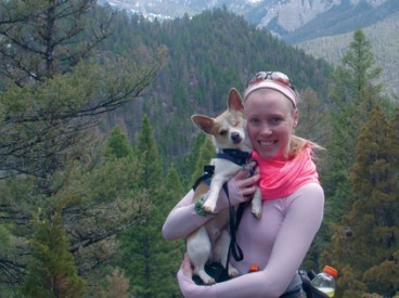 Jonna Tyree holds her pet Chihuahua, Chopper