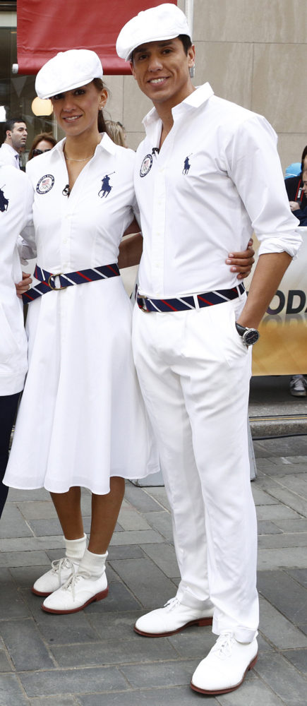 Siblings Diana and Steven Lopez will represent the USA in the London 2012 Summer Olympics. They are shown here wearing sponsor Ralph Lauren’s signature U.S. Olympic and Paralympic Closing Ceremony Parade Uniforms.
