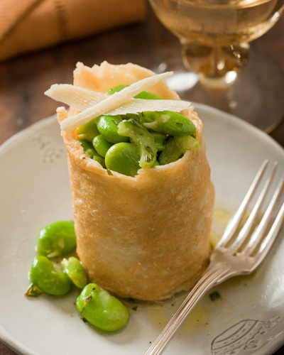 Fava Bean and Parmigiano Reggiano Cheese Cylinders