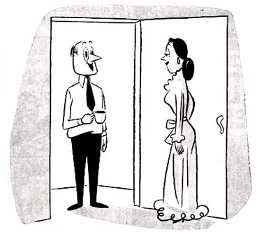 "My wife would like to borrow a cup of…a cup of…a cup of…"