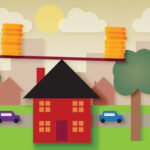 Graphic of a house balancing coins