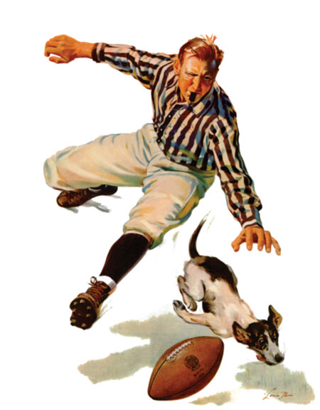 Ref chases dog on the football field