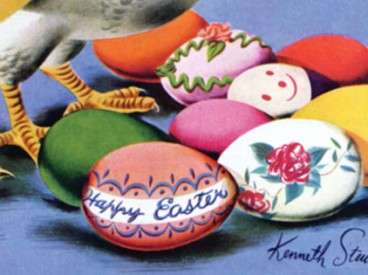 chickens with Easter eggs