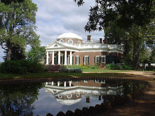 Monticello, the home of Thomas Jefferson, in Charlottesville, Virginia. (Courtesy Wikimedia Commons)