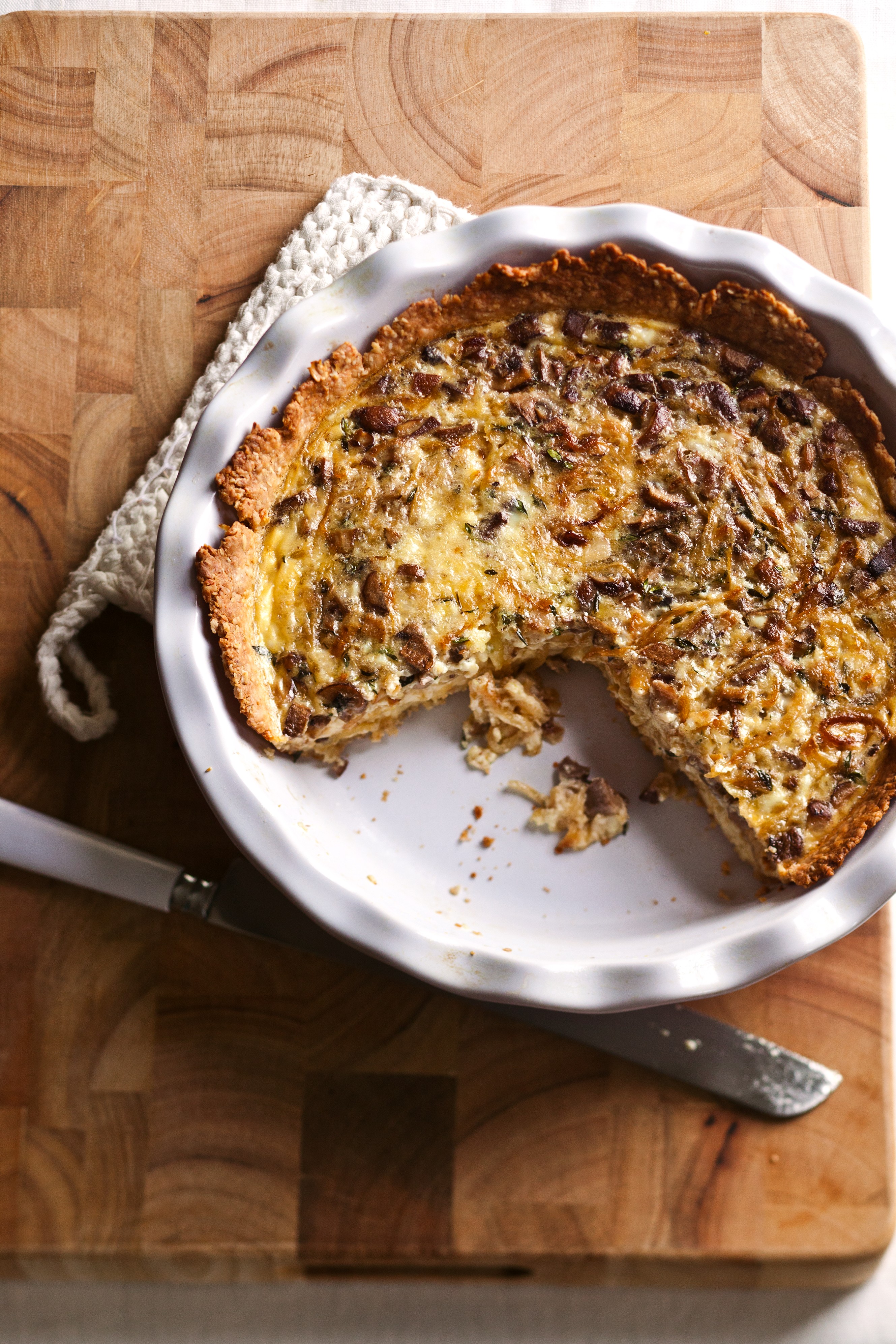 Mushroom, Onion and Gruyere Quiche with Oat Crust