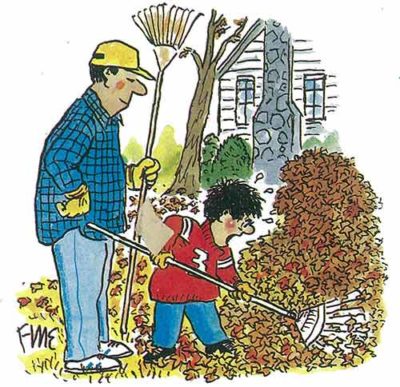 Raking-Leaves "When trees lose their leaves, why can't they really lose them?" From Nov/Dec 2001