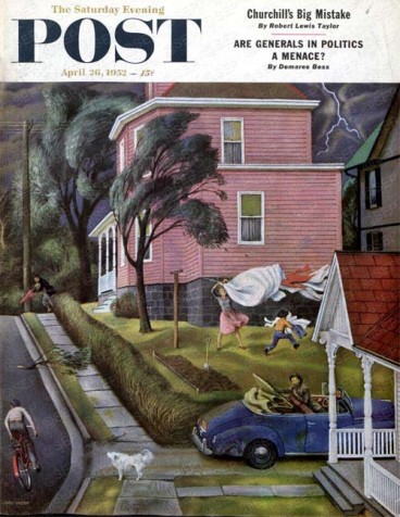 Spring-Storm-Blowing-In-1952_04_26 Spring Storm Blowing In by John Falter From April 26, 1952