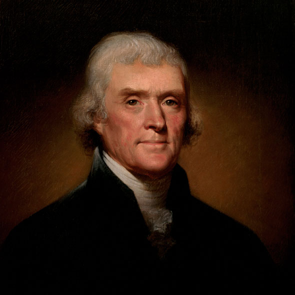 Official Presidential portrait of Thomas Jefferson (by Rembrandt Peale, 1800) (Courtesy Wikimedia Commons)