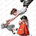 boy on trapeze with doll
