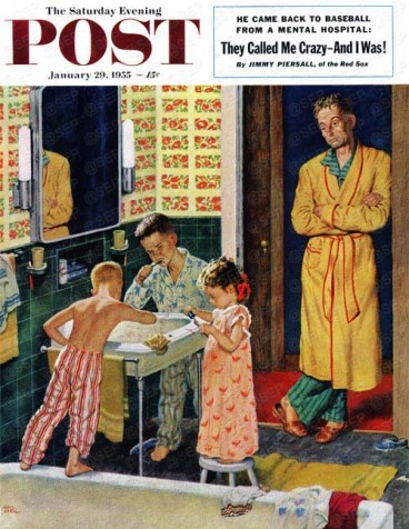 brushing-teeth-1955_01_29 Brushing Their Teeth by Amos Sewell From January 29, 1955