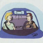 A couple are in a car listening to their OnStar operator.