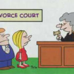 A couple receives judgement in divorce court.