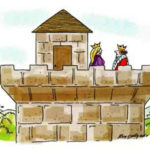 A king and queen examine their new castle.