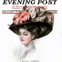 A woman wearing a huge hat.