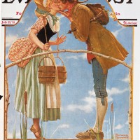 A young man kissing his sweetheart.