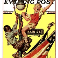 J.C. Leyendecker Parade View from Lamp Post 1937