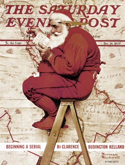 <em>Santa at the Map</em><br />Norman Rockwell<br />December 16, 1939
