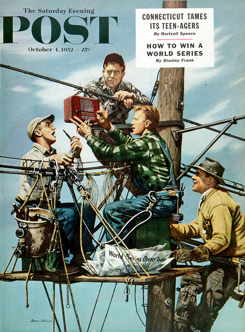 Linemen Listen to World SeriesStevan DohanosOctober 4, 1952