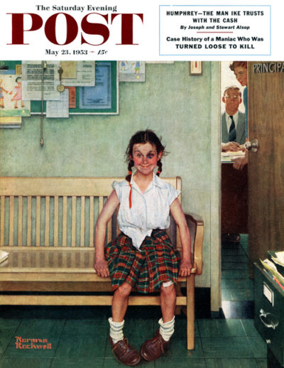 <em>Outside the Principle’s Office</em><br />Norman Rockwell<br />May 23, 1953