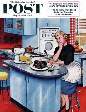 first-cake-1955_05_21 First Cake by Stevan Dohanos From May 21, 1955