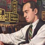 Gershwin composing "Rhapsody in Blue" in an illustrated for the John Hancock insurance company in 1958.