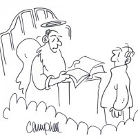 St. Peter delivers bad news to a new arrival.