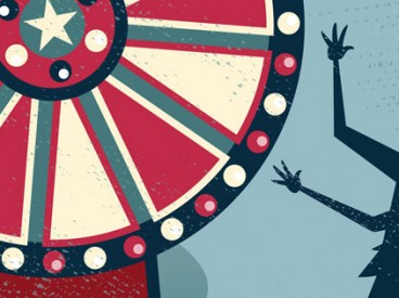 Man Spinning Game Show Wheel