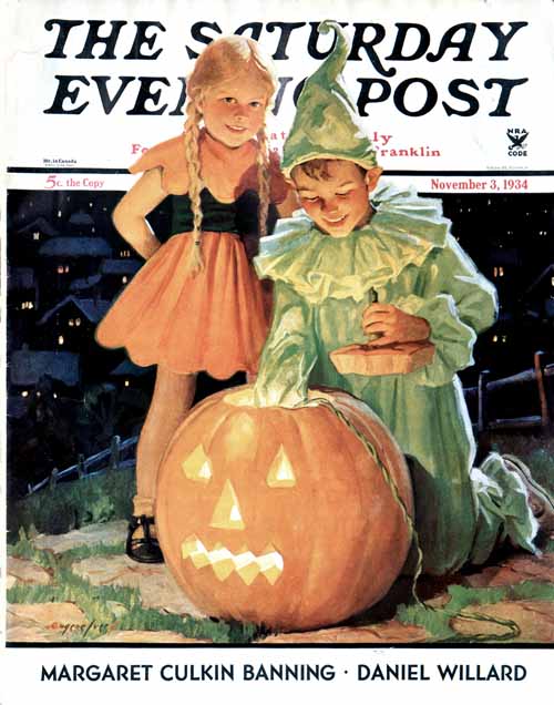 Lighting the Pumpkin - November 3, 1934