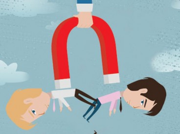illustration of young men being pulled by a magnet. Source: Shutterstock.com