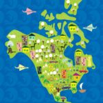 An illustrated view of North America