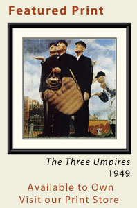 The Three Umpires by Norman Rockwell is available for purchase at our print store.