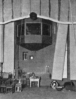 An early recording booth on a studio lot, where sound was captured and edited.