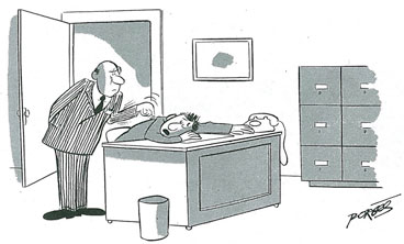 cartoon, man sleeping at desk. October 17, 1959