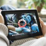 A movie playing on a tablet PC