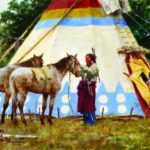 A Blackfoot Indian family at camp