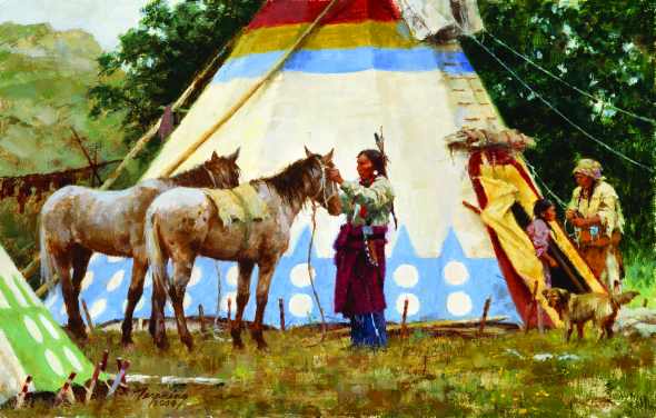 A Blackfoot Indian family at camp