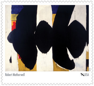 A U.S. stamp with artwork by Robert Motherwell