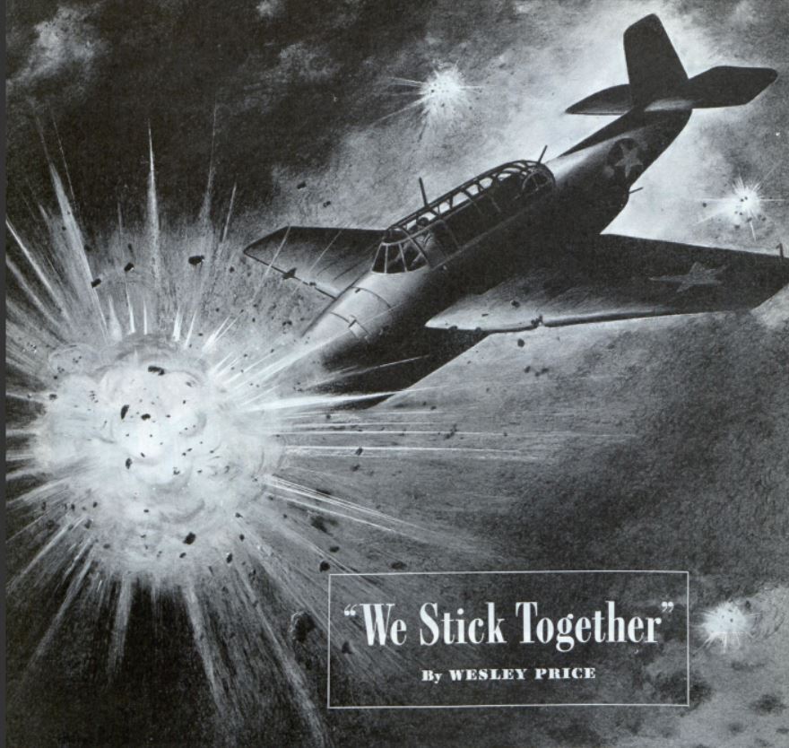 Illustration of a U.S. military plane in a fire fight