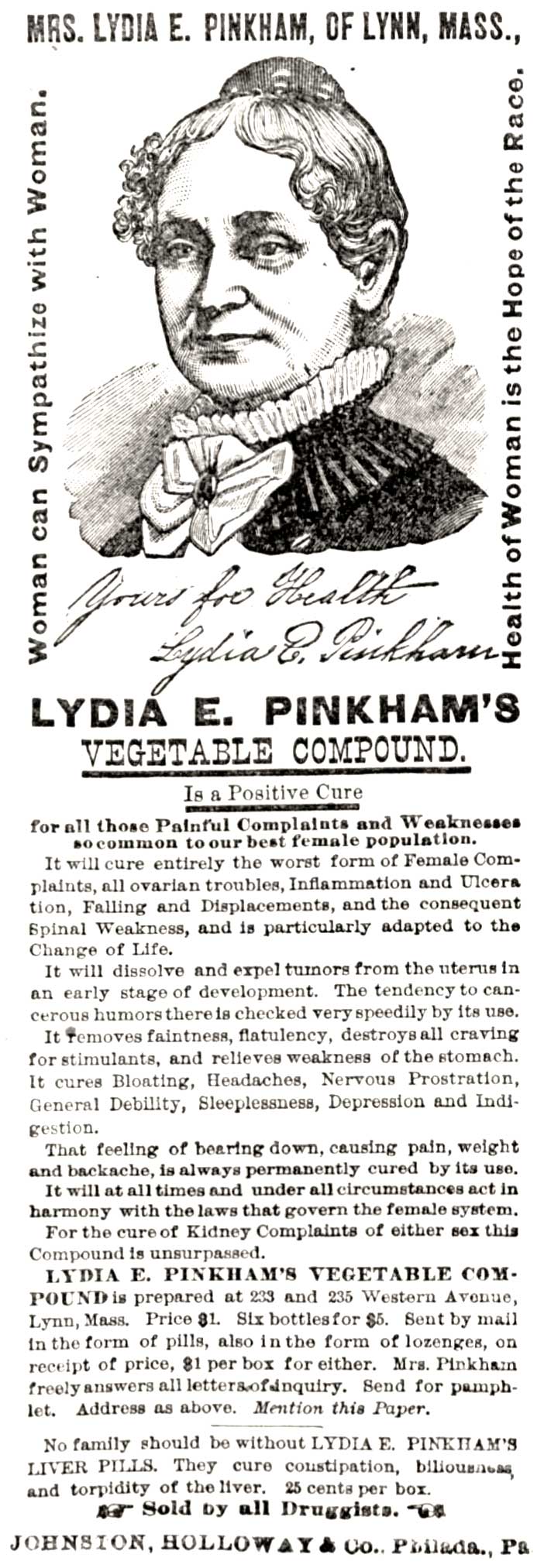 Vintage Ad for Ludia E. Pinkham's Vegetable Compound