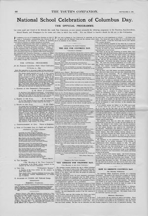 Original page of the The Youth's Companion, September 8, 1892, featuring the Pledge of Allegiance