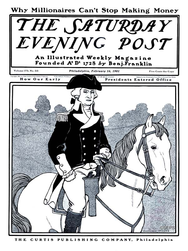 An illustration of General George Washington on horseback