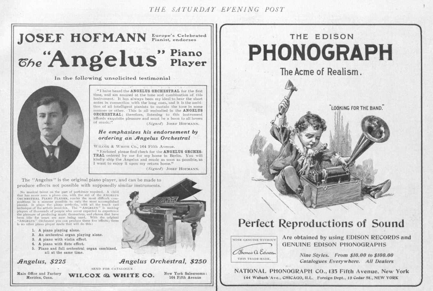 Two vintage ads for musical instruments