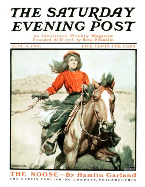 A woman riding horseback in the western U.S.
