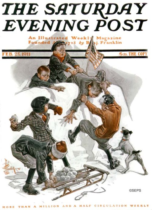 Snowball Fight at Snowfort J. C. Leyendecker February 25, 1911