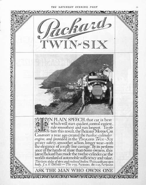 A Packard Twin-Six car advertisement
