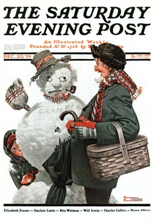 Gramps and the Snowman Norman Rockwell December 20, 1919