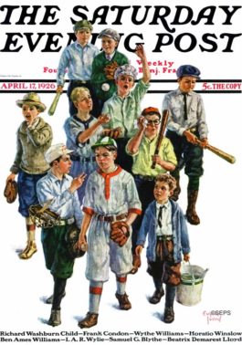 Saturday Evening Post cover featuring boys playing baseball