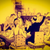 Snobbish people at a dinner party