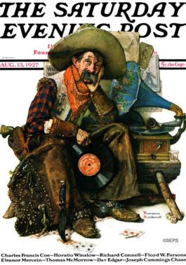 Cowboy listening to phonograph